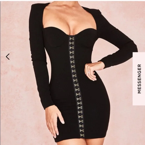 House of CB | Dresses | House Of Cb Black Mini Dress With Gold Hinges Xs |  Poshmark